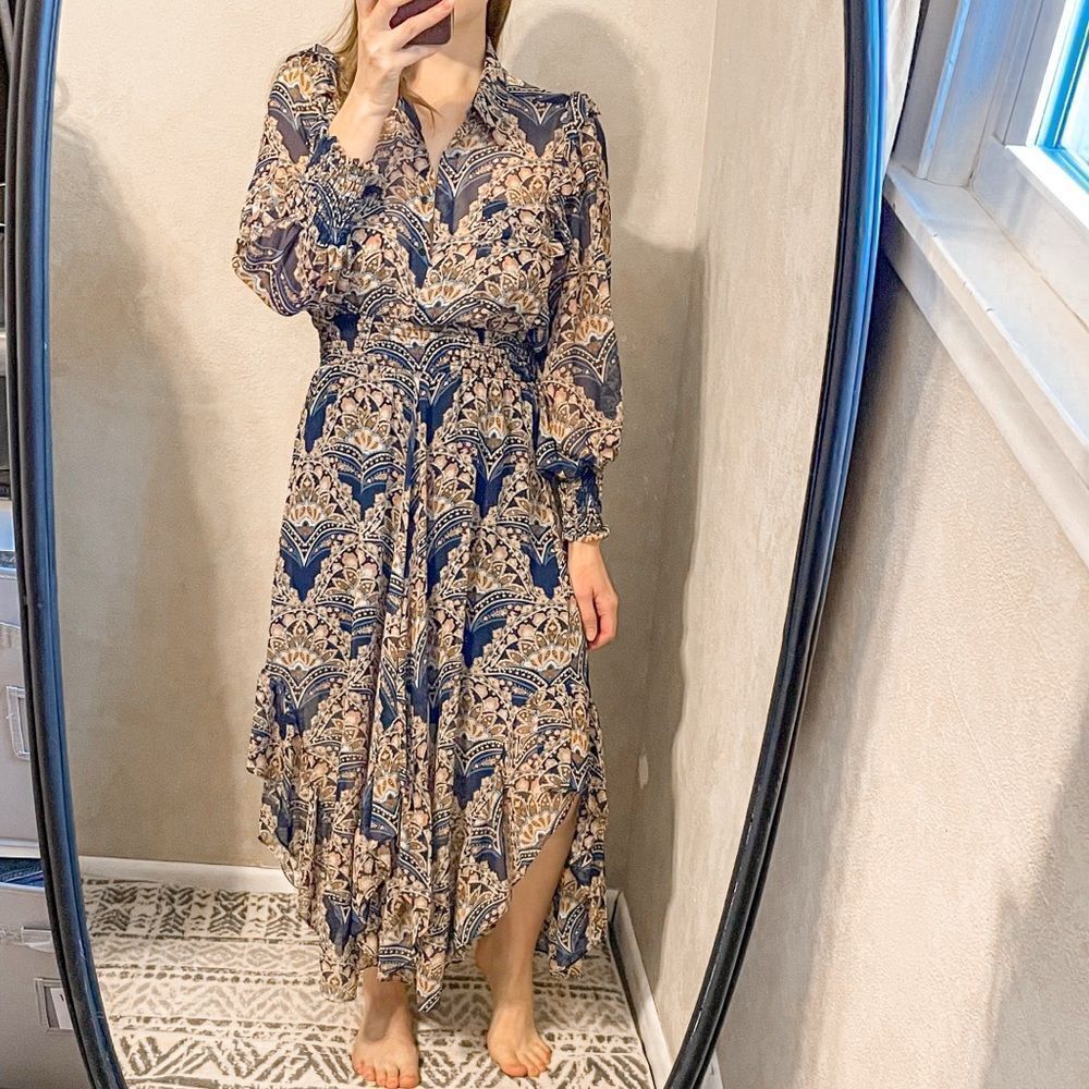 Misa Los Angeles Long Sleeve Maxi Shirt Dress